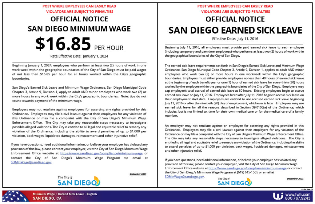 California San Diego Minimum Wage Federal Wage