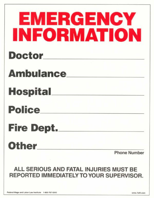 emergency info