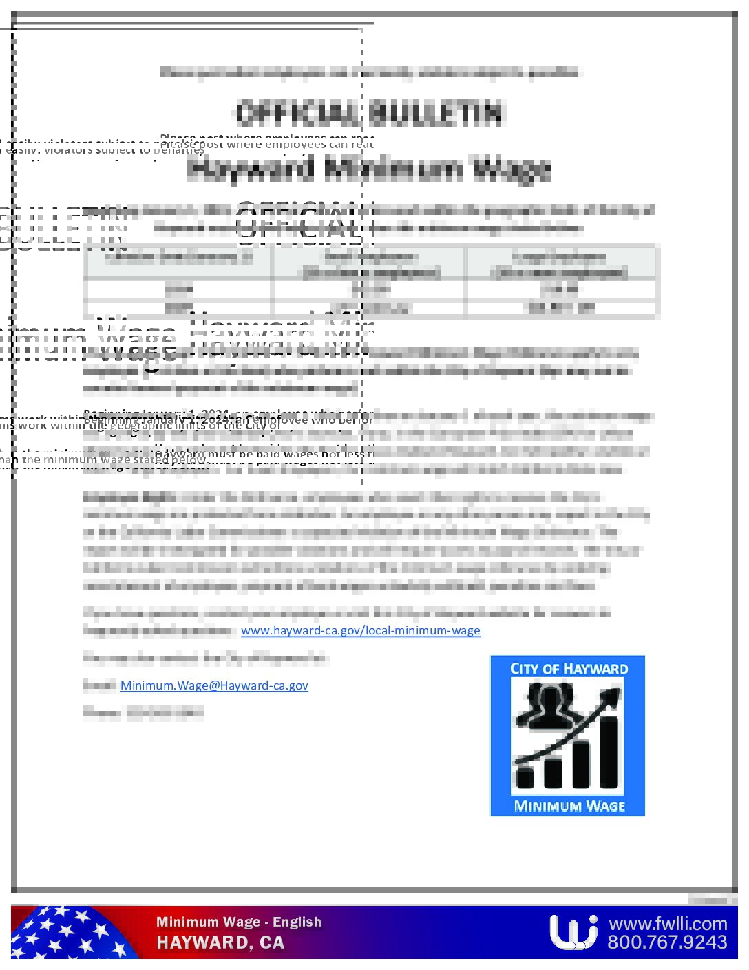 California Hayward Minimum Wage Federal Wage